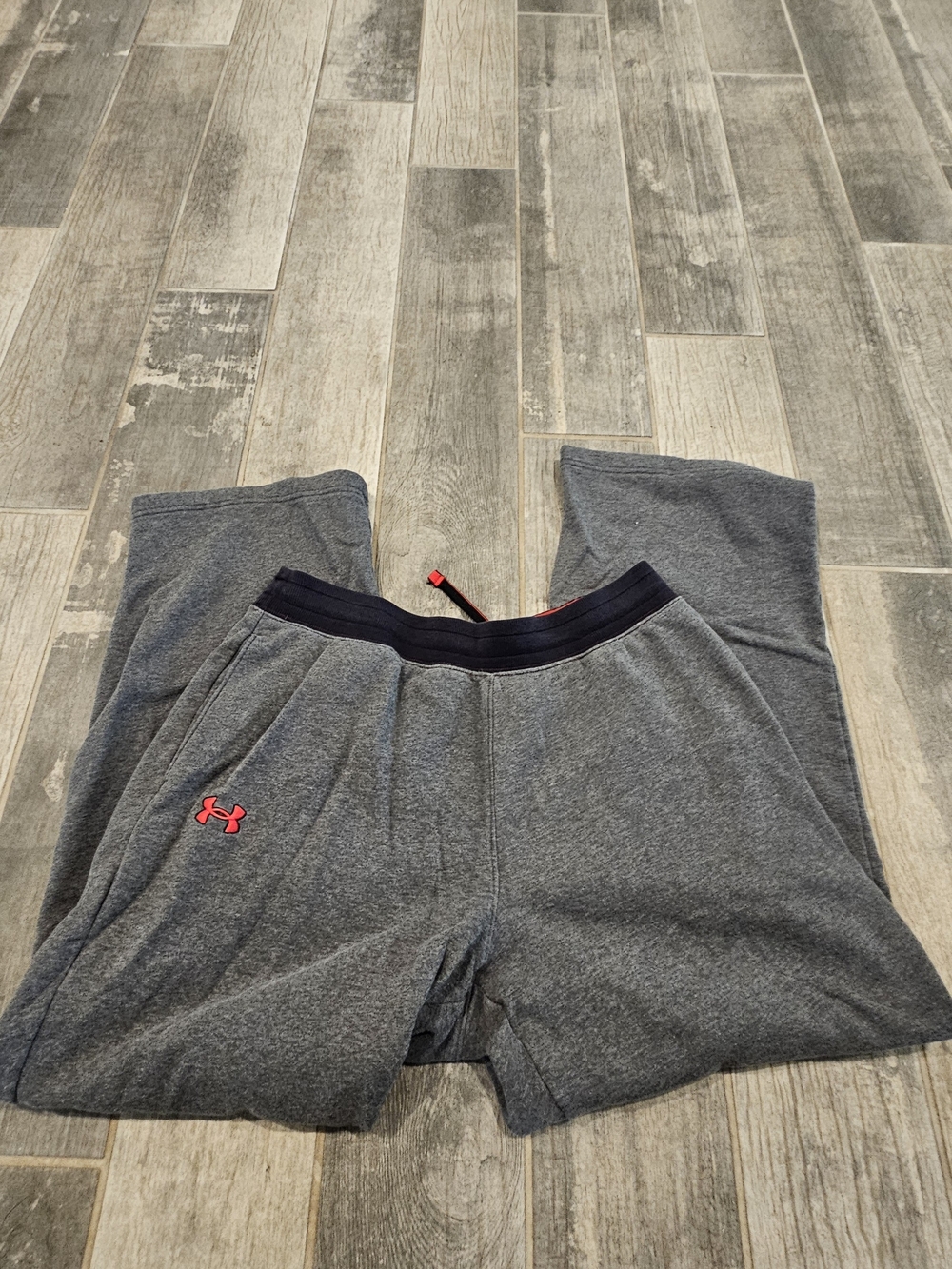 Under Armour Men's Grey Active Sweatpants with Red Logo